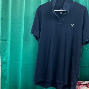 American Eagle Outfitters Dark Blue Polo Shirt Large